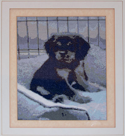 Crossstitch Cavalier King Charles Spaniel Puppy fine stitch